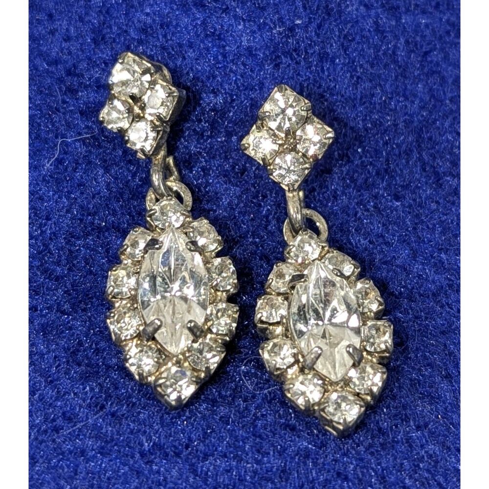Vintage Rhinestone Drop Earrings on Posts